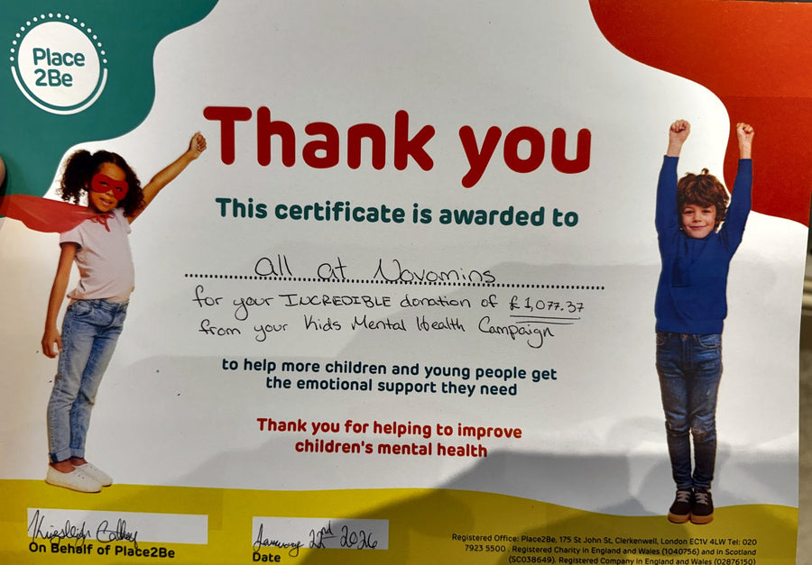 Place2Be, January 2026 — £1,077.37 donated from our Kids Mental Health Campaign.